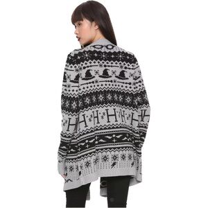 Harry Potter Black Gray Women Fair Isle Cardigan Sweater Small EUC Whimsygoth
